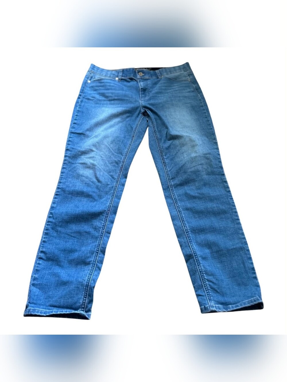 White House Black Market Women's Blue Straight-Leg Jeans